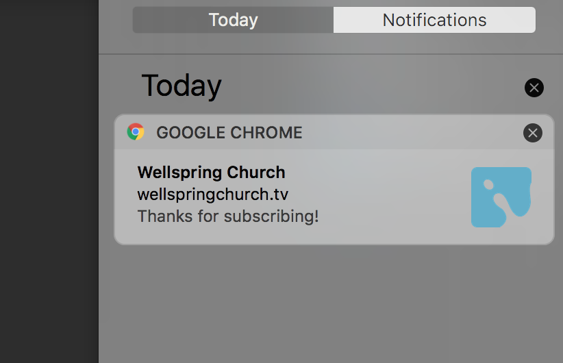 Wellspring Church Desktop Notification
